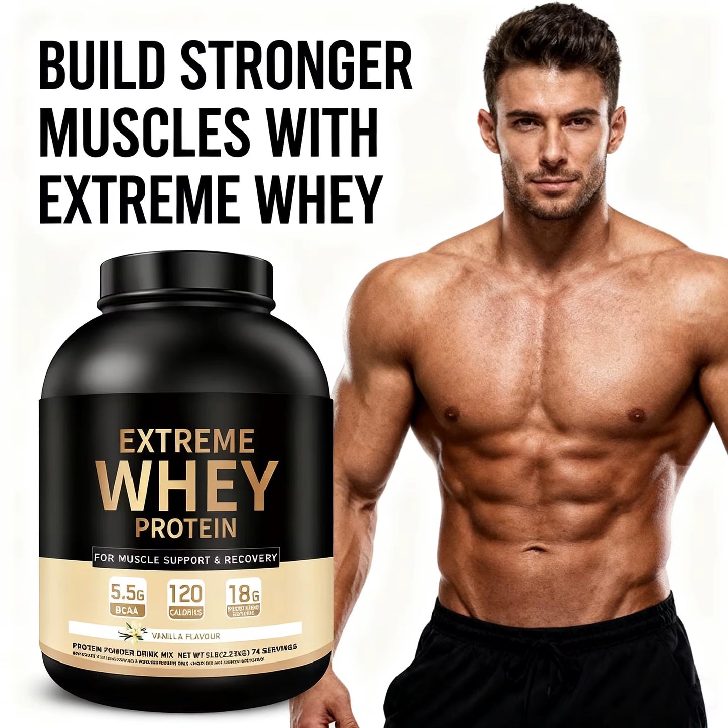 Extreme Whey Protein – Vanilla Flavour | 1kg | 18g Protein per Serving | Halal Certified