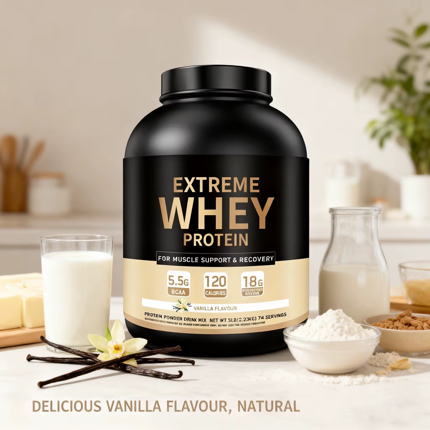Extreme Whey Protein – Vanilla Flavour | 1kg | 18g Protein per Serving | Halal Certified