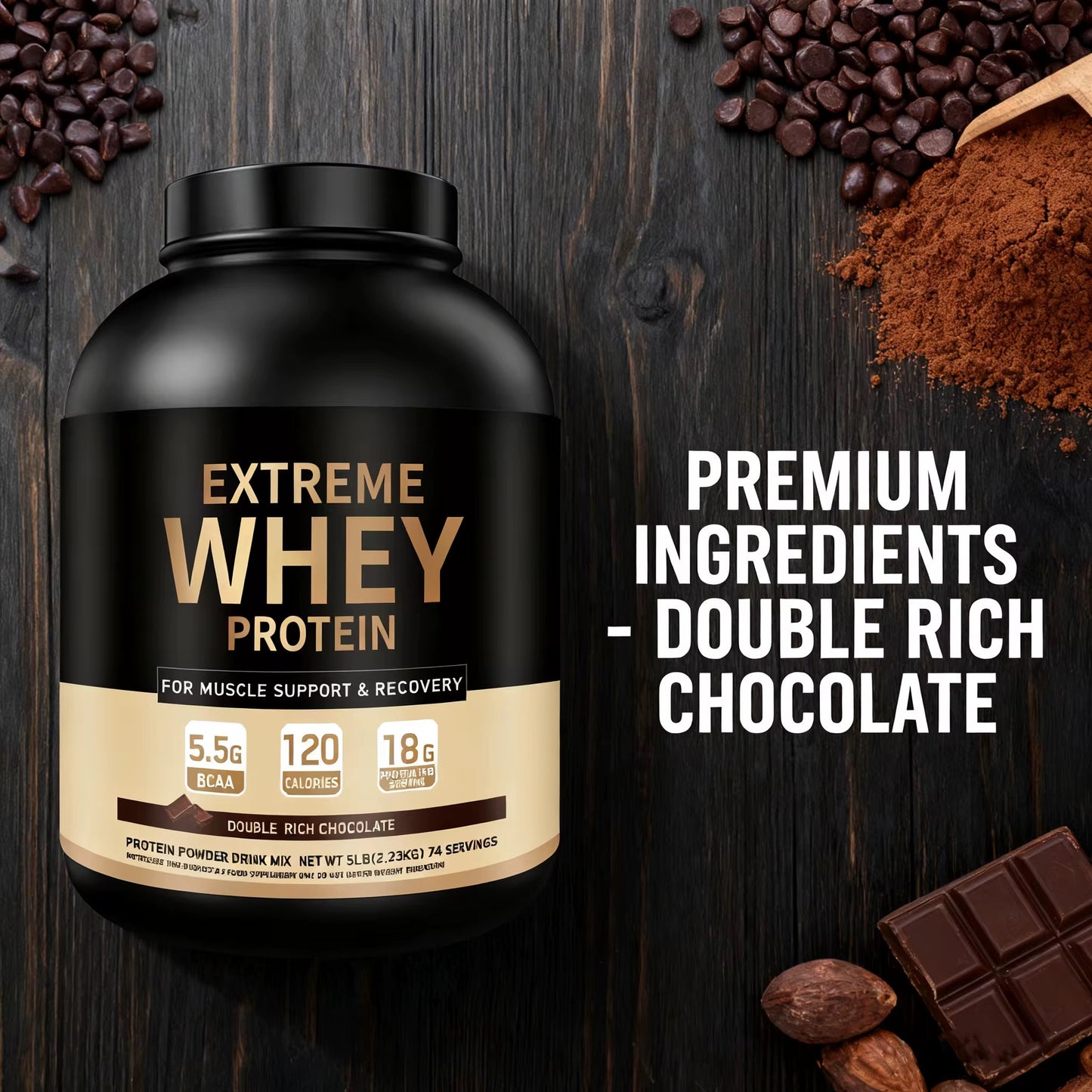 Extreme Whey Protein – Vanilla Flavour | 1kg | 18g Protein per Serving | Halal Certified